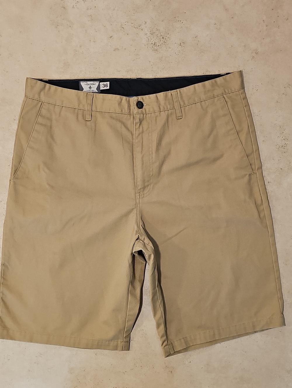 Volcom Men's Flat Front Chino Shorts in Khaki